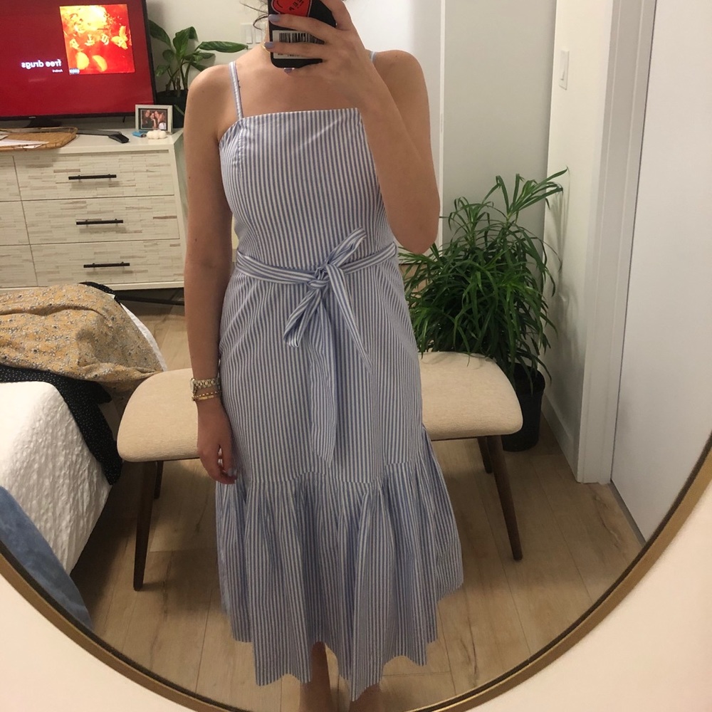 Striped blue and white dress